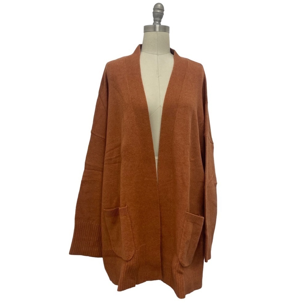 Women’s Open Front Knit Cardigan Front Pockets A New Day Brown Size 4X - Picture 4 of 10
